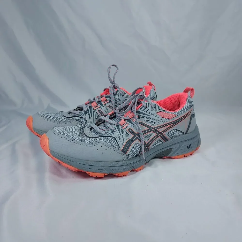 ASICS Gel-Venture 8 Womens Gray Coral Athletic Trail Running Sneakers